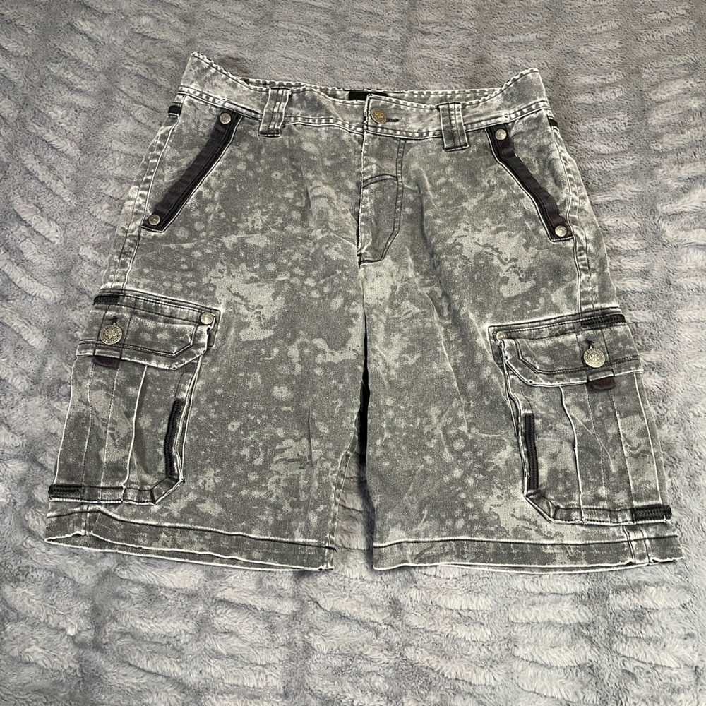 Affliction Mens Gray Acid Wash Cargo Shorts Size 33 Distressed Y2K 110WS188B